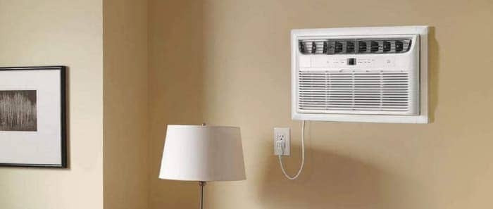 Wall mounted AC unit in residence