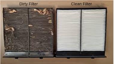Dirty AC filter beside clean AC filter